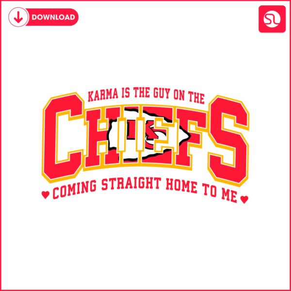 A screen shot of the Karma Is The Guy On The Chiefs SVG logo.