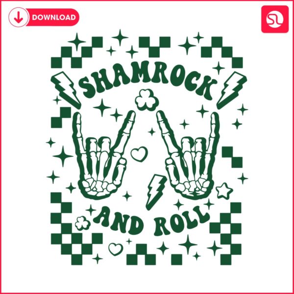 checkered-shamrock-and-roll-skeleton-hand-svg