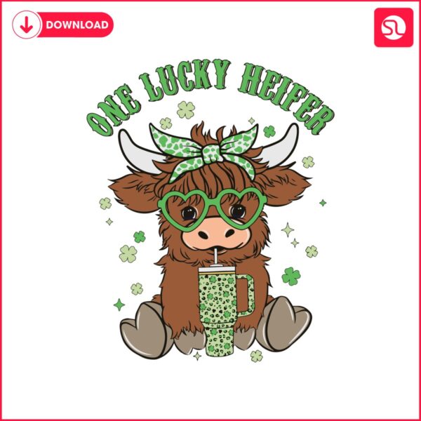 one-lucky-heifer-highland-cow-tumbler-svg