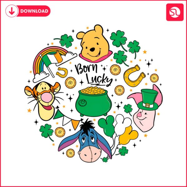 born-lucky-winnie-the-pooh-st-patricks-day-png