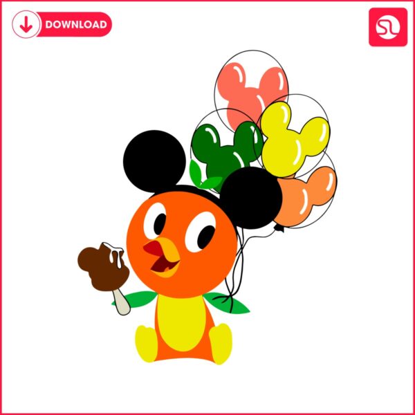 disney-orange-bird-balloons-with-mickey-hat-svg
