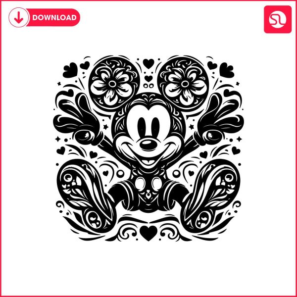 floral-mickey-mouse-cartoon-character-svg