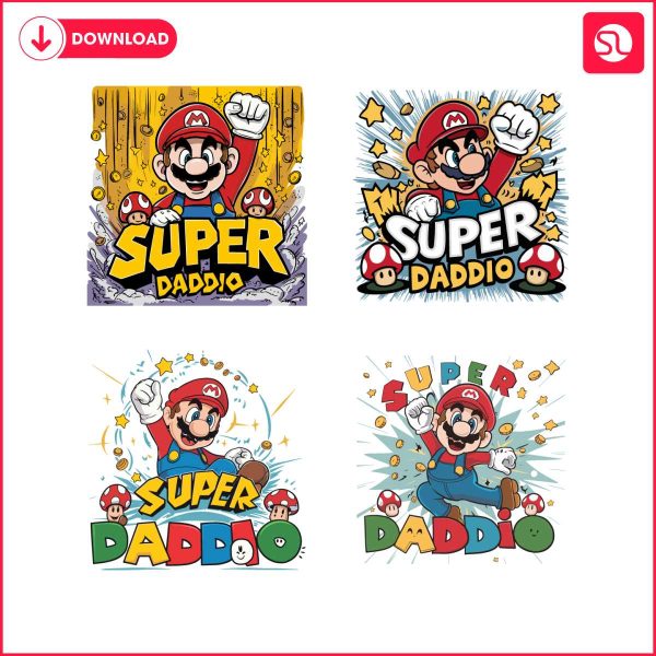 super-daddio-mario-happy-fathers-day-svg-bundle