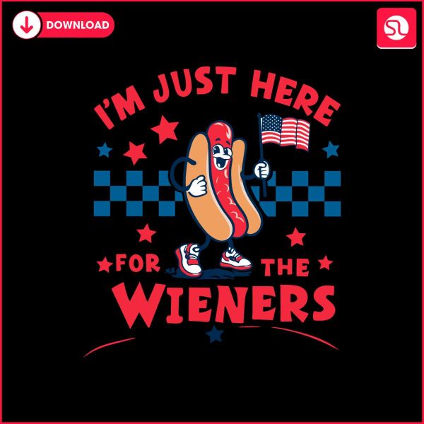 checkered-im-just-here-for-the-wieners-svg