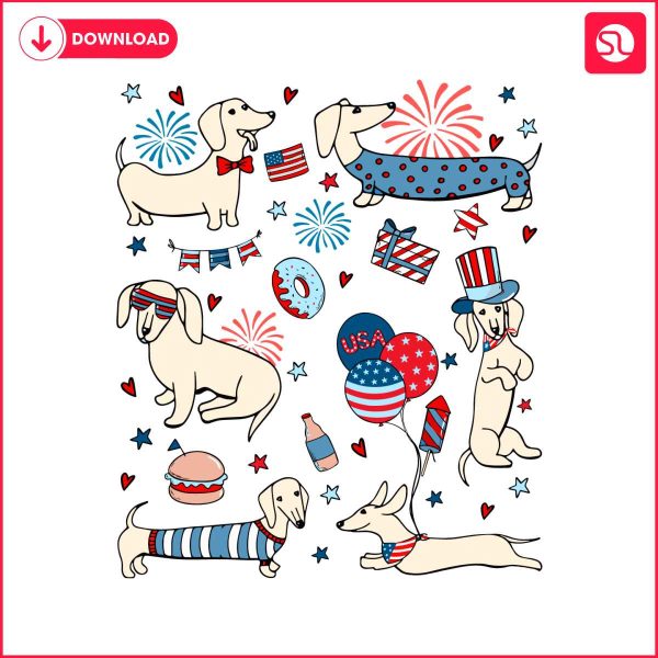 retro-4th-of-july-dachshund-doodle-svg