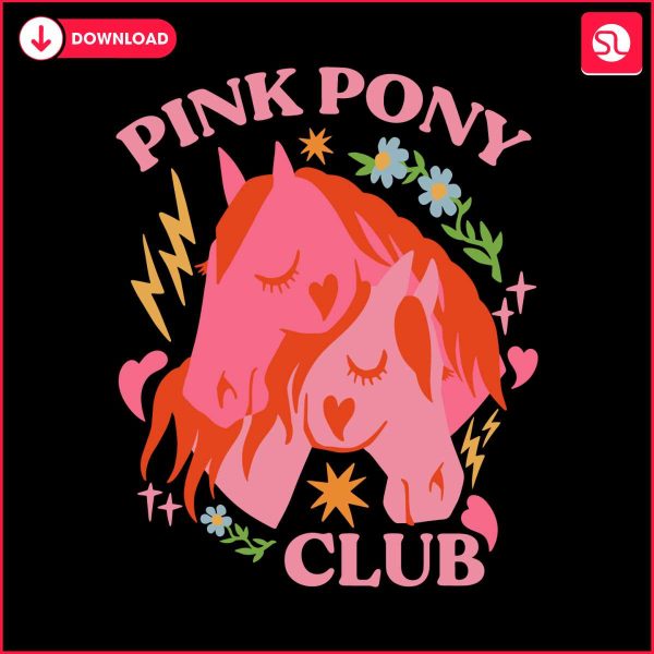 retro-pink-pony-club-floral-horse-svg